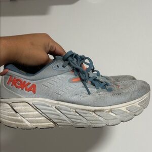 Hoka Gray and Blue Athletic Shoes